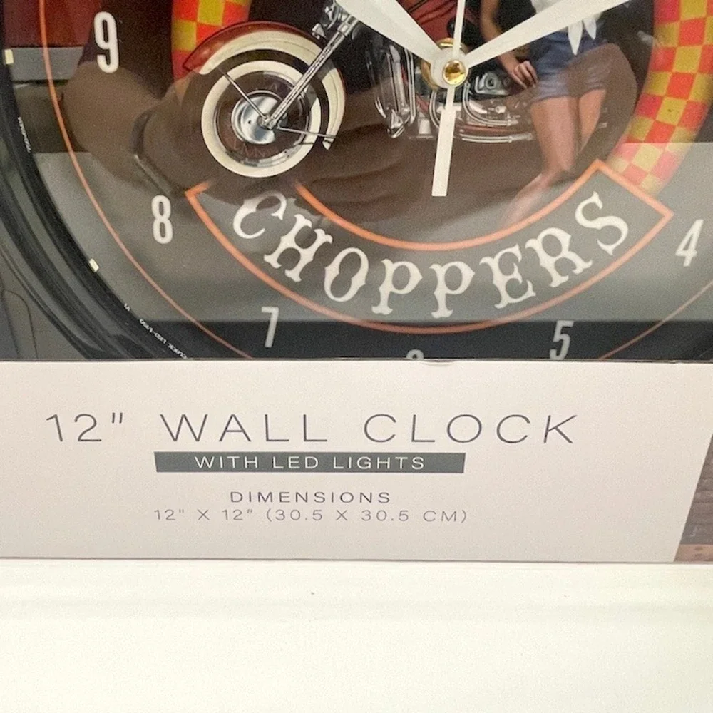 American Art Decor Custom Choppers Pin-Up Girl LED Wall Clock Biker New
